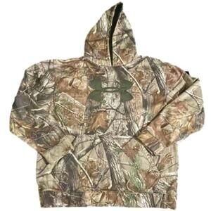 Under Armour Real Tree XL Brown/Green Camouflage Hoodie Sweatshirt Big Logo